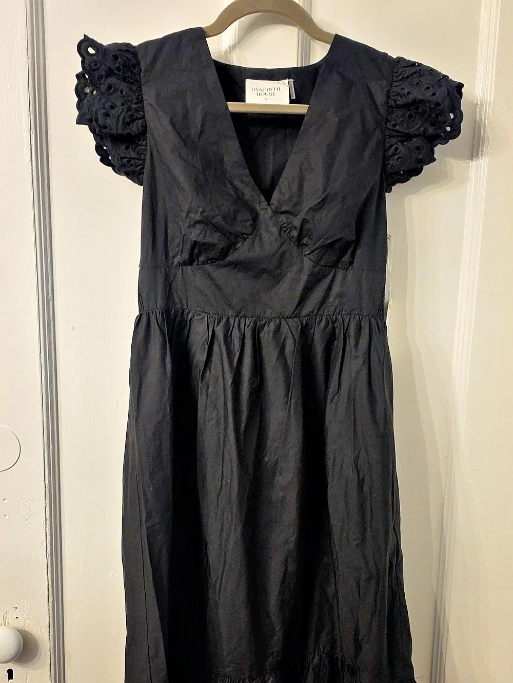 Hyacinth House Black Eyelet Tie Front Sanibel Midi Dress